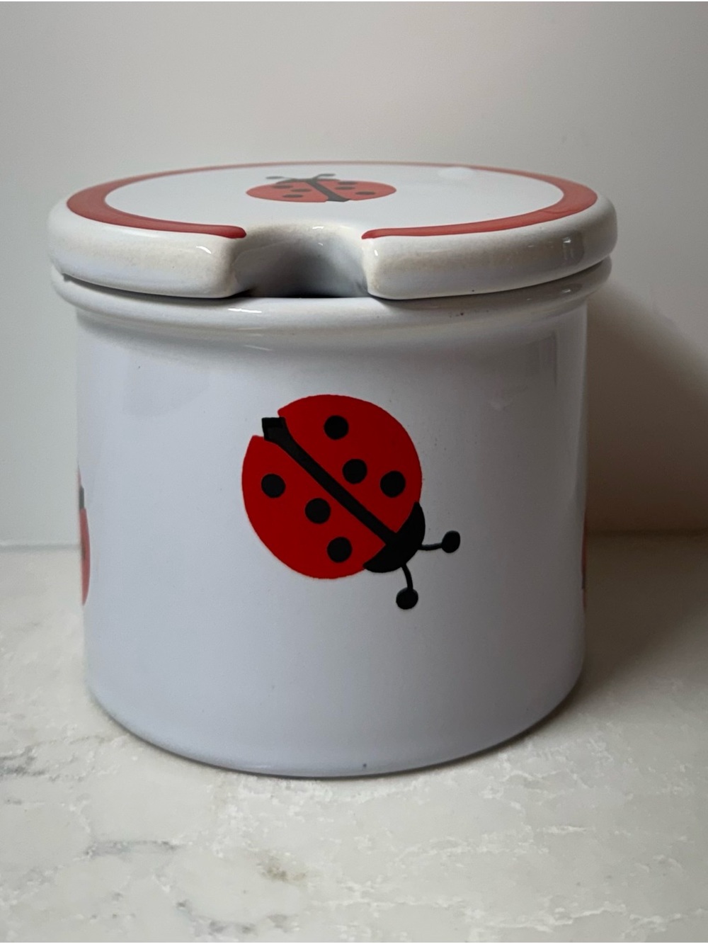 Vintage Waechtersbach "Marienkäfer" (Ladybug) Lidded Jam Pot/Jelly Jar/SugarBowl